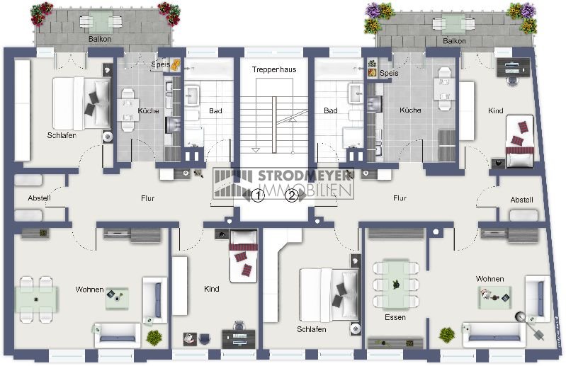 Grundriss Whg. 2 Etagenwohnung Hagen
