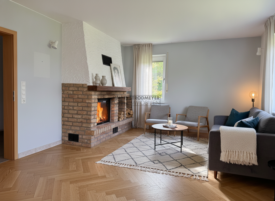 Kaminzimmer mit KI renoviert Einfamilienhaus Herdecke
